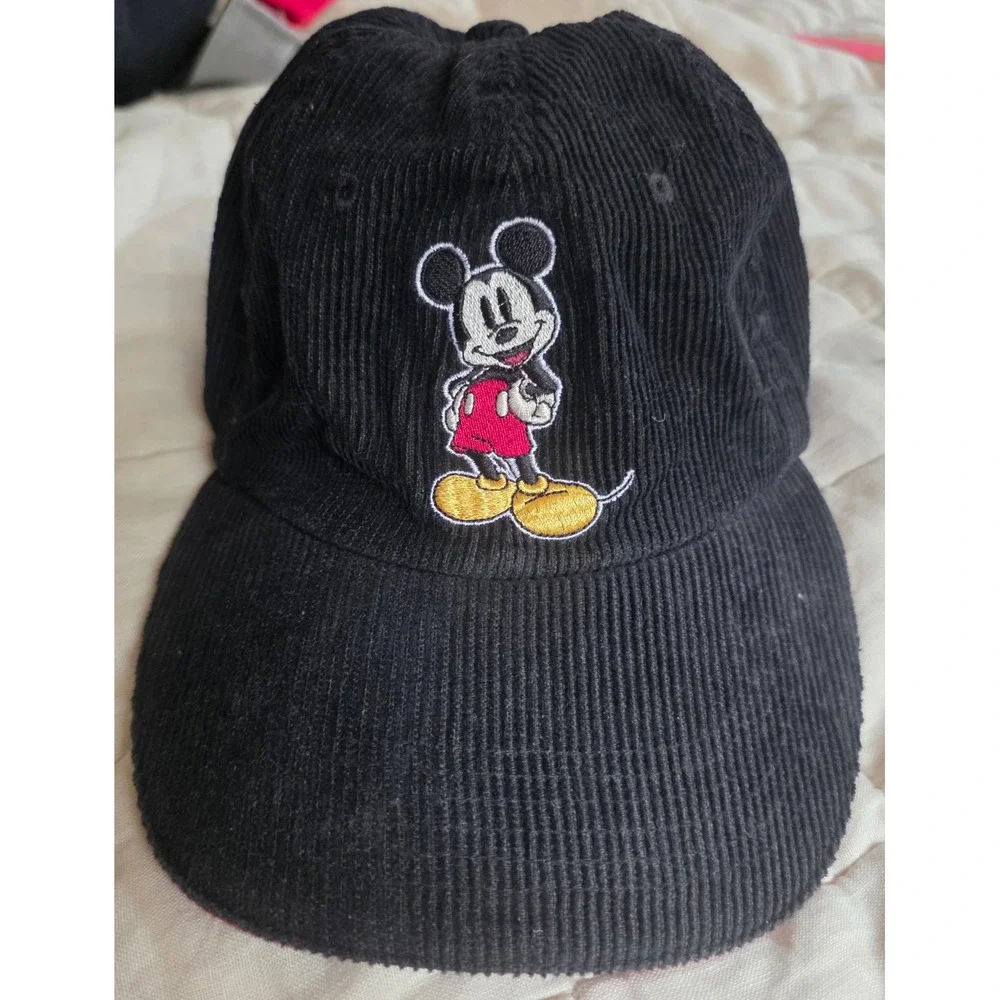 Disney Store Baseball Cap Unisex OS Black Patch Mickey Mouse Corduroy Hat